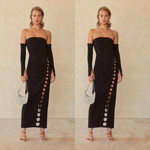 Cult Gaia Capri Maxi Dress Black Off-the-shoulder Cut-out Detachable Long Sleeve